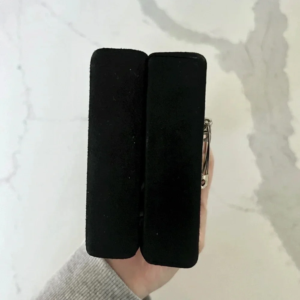 EDIE PARKER Nailed Acrylic Black Suede Clutch Bag